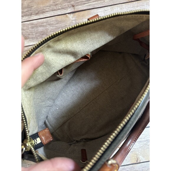 Dooney & Bourke Dillen Crossbody Satchel Navy & Tan Pebbled Leather - Picture 7 of 12